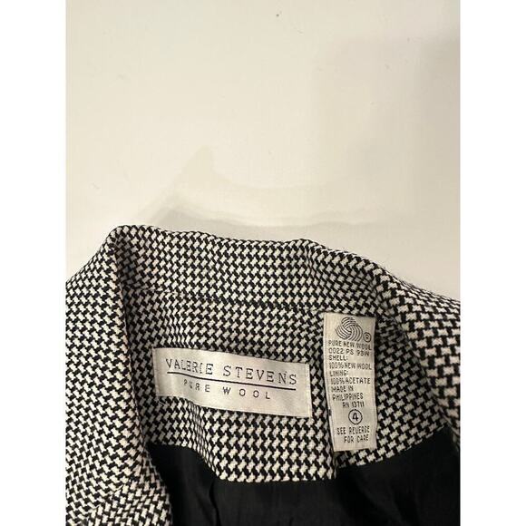 Valerie Stevens Size 4 Wool Herringbone Long Sleeve Single Breasted Blazer Gray - Picture 3 of 7